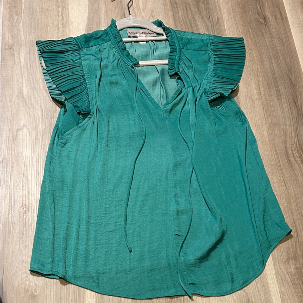 Catherine Malandrinp Pleated Sleeve Women's Top